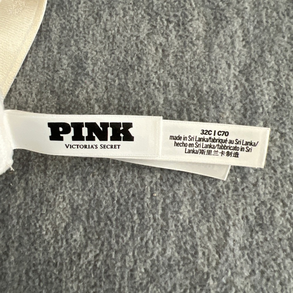 Victoria's Secret PINK Bra 32C Wear Everywhere Wireless Cream Lightly Padded EUC - Picture 9 of 12